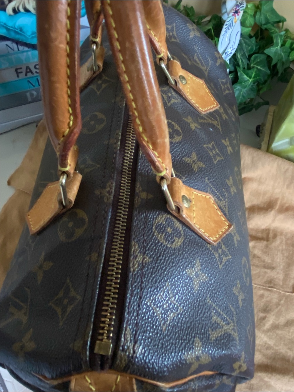 Louis Vuitton Monogram Canvas Speedy Handbag in Brown & Tan - Picture 12 of 16